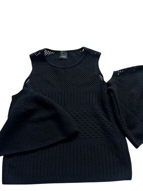 PINKO Black Cold Shoulder Stretch Knit Cropped Top Women’s Size M